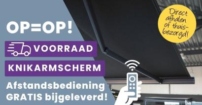 Voorraadmodel knikarmscherm promotie