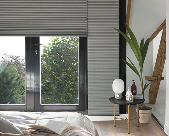 Huis koel houden zonwering duo plisségordijnen zon buiten houden Luxaflex Duette Shades