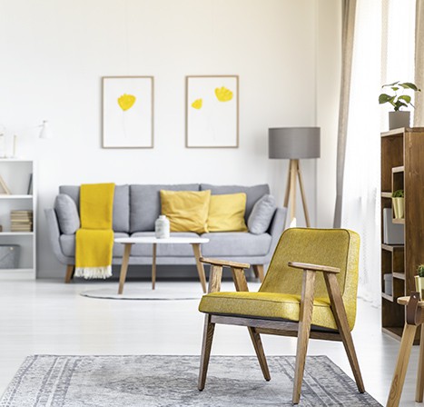 Kleuren 2021 Pantone Ultimate Grey Illuminating Yellow trends raamdecoratie