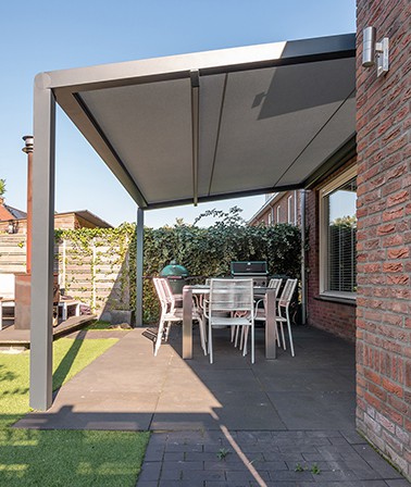 Tumba pergola zonwering uitbouw zonnescherm bevestigen aan uitbouw