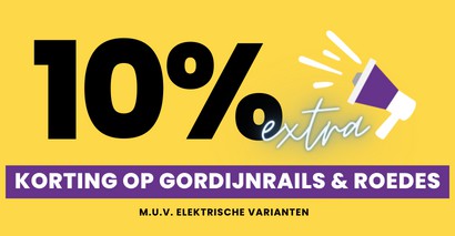10% korting op rails en roedes