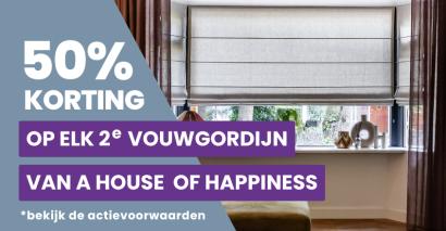 50% korting op elk 2e vouwgordijn van A House Of Happiness